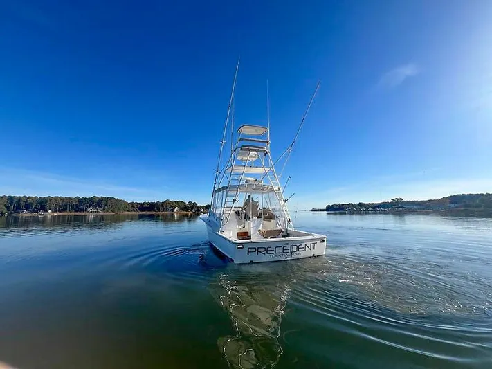 Precedent Yacht Photos Pics Jersey Cape 36 Express 1998 on calm water under clear sky.