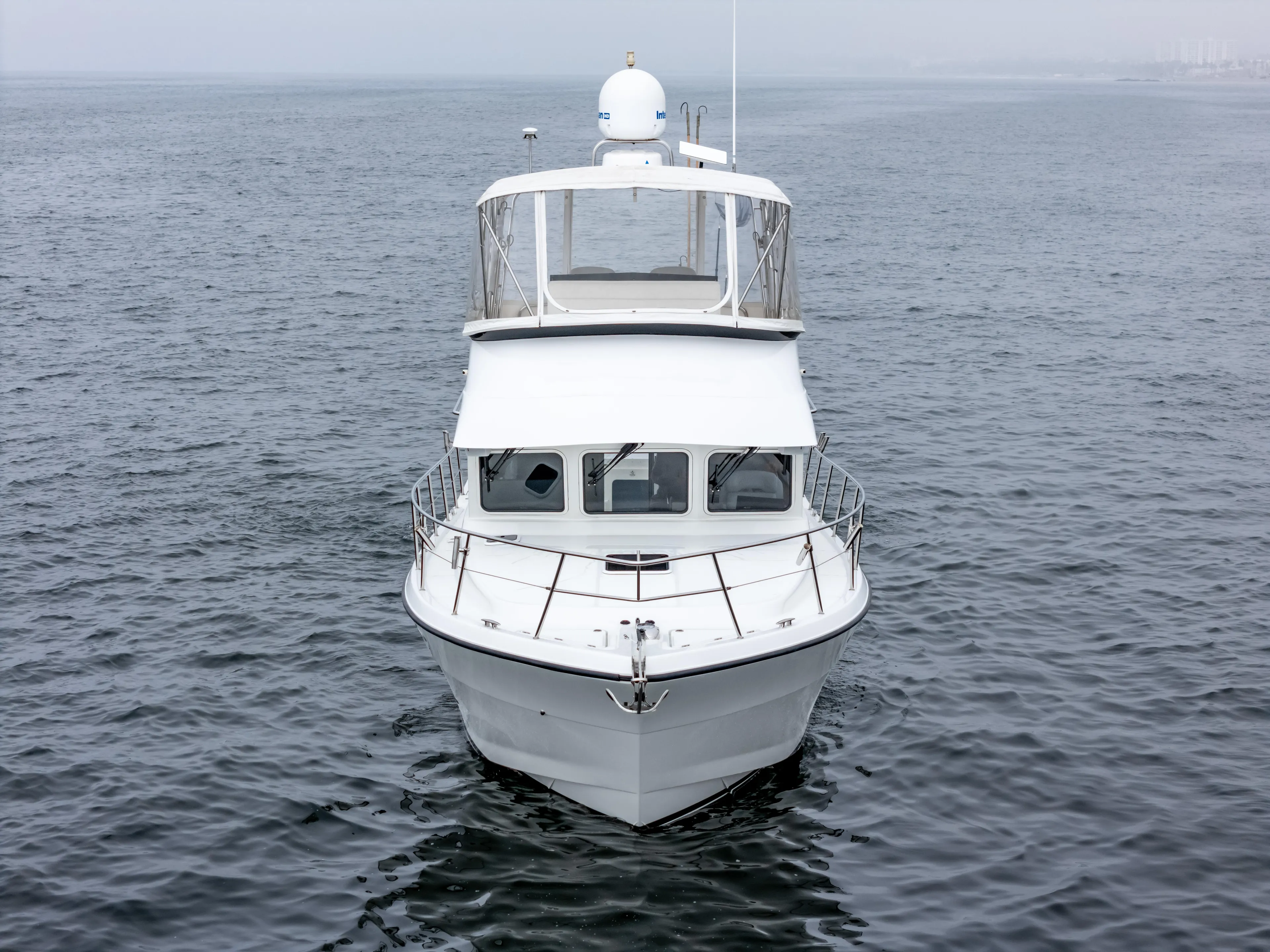  Yacht Photos Pics 2018 Lindell 46 F yacht on open water, front view.