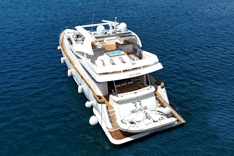 Red Rose Yacht Photos Pics Luxurious 2010 Aicon 85 yacht "Red Rose" on serene blue waters.