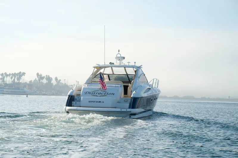 Distraction Yacht Photos Pics Sunseeker Camargue 50 yacht cruising near Newport Beach, 2000 model.