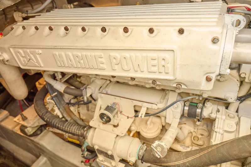 Distraction Yacht Photos Pics CAT Marine Power engine in a 2000 Sunseeker Camargue 50 yacht.