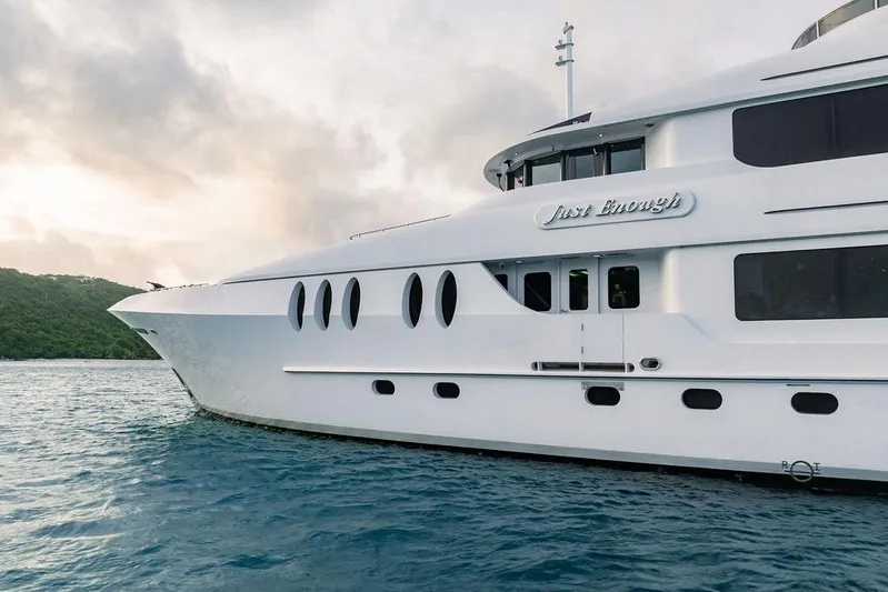 Just Enough Yacht Photos Pics Luxury yacht "Just Enough" by Ares Custom Marine, 2012, on serene waters.