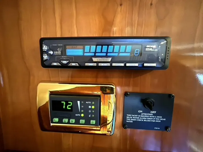  Yacht Photos Pics Control panel of a 2004 Carver 466 Motor Yacht with digital displays and switches.