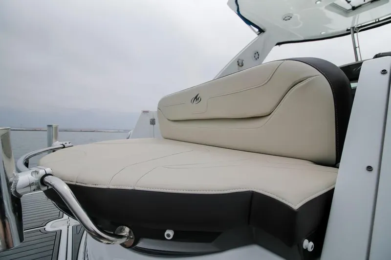 Relentless Yacht Photos Pics Luxury seating on 2020 Monterey 355 Sport Yacht, featuring sleek design and premium materials.