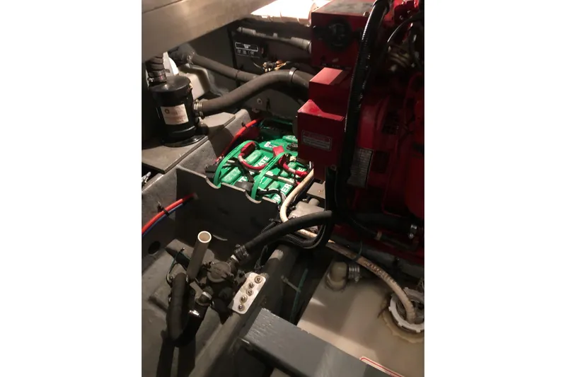  Yacht Photos Pics Engine compartment of 1997 Sea Ray 370 Aft Cabin with visible wiring and components.