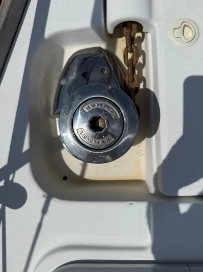 Passion Place Yacht Photos Pics Anchor windlass on a 2007 Beneteau 49 sailboat deck.