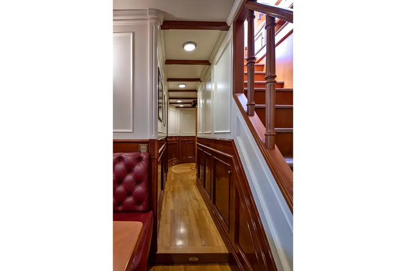 Invader Yacht Photos Pics Luxurious wooden interior of 1905 Gaff Schooner by G. LAWLEY & Son Corporation.