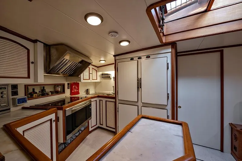 Invader Yacht Photos Pics Luxurious kitchen interior of 1905 Gaff Schooner by G. LAWLEY & Son Corporation.
