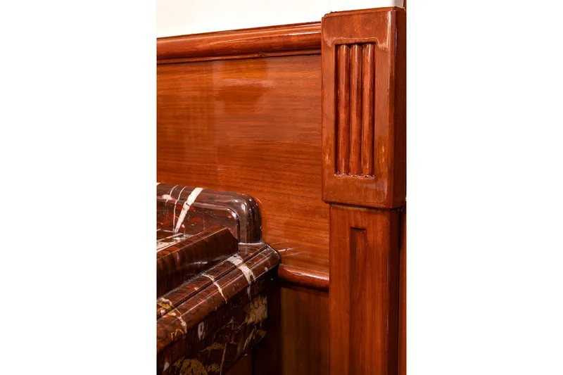 Invader Yacht Photos Pics Polished wooden interior detail of 1905 Gaff Schooner by G. LAWLEY & Son Corporation.