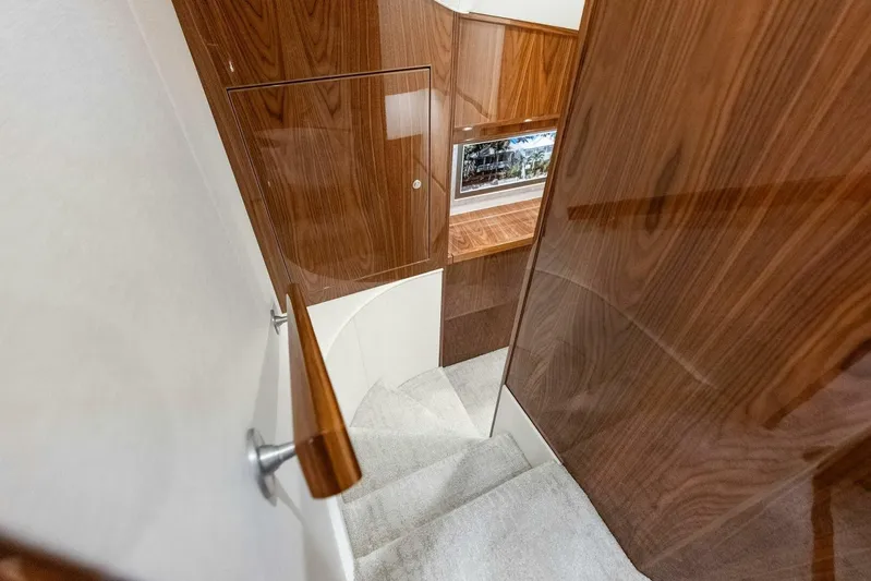 Pipe Dream Yacht Photos Pics 2022 Viking 68 Enclosed Bridge- PIPE DREAM- Companionway stairs