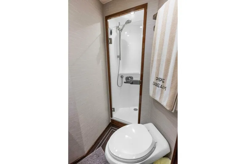 Pipe Dream Yacht Photos Pics 2022 Viking 68 Enclosed Bridge- PIPE DREAM- Forward Stateroom Head