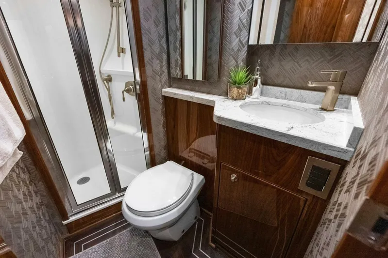 Pipe Dream Yacht Photos Pics 2022 Viking 68 Enclosed Bridge- PIPE DREAM- Forward Stateroom Head