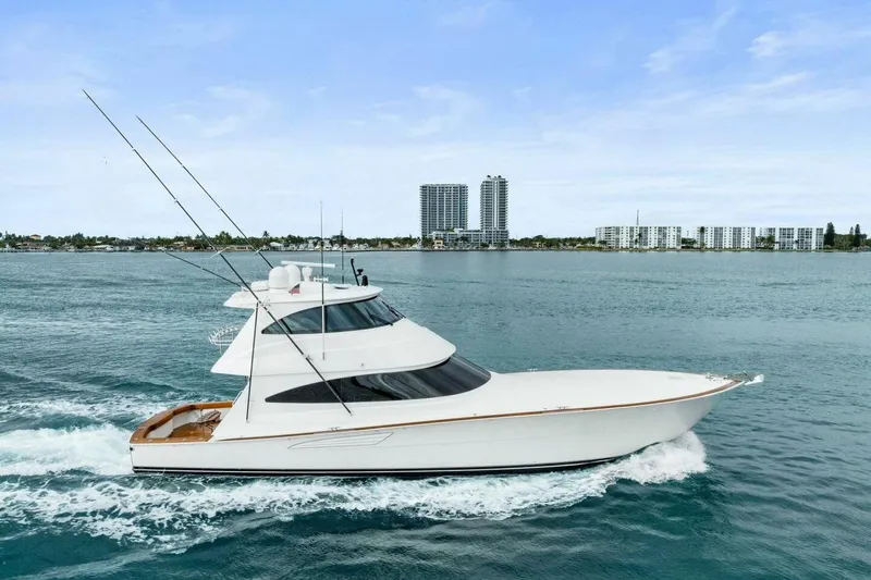 Pipe Dream Yacht Photos Pics 2022 Viking 68 Enclosed Bridge- PIPE DREAM- Profile