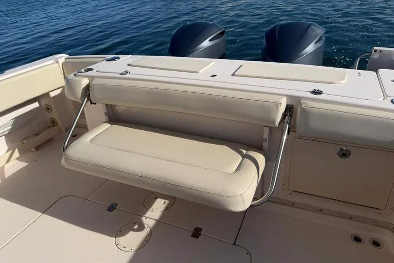  Yacht Photos Pics 2008 Grady-White Express 330 boat with foldable seating and dual outboard motors.