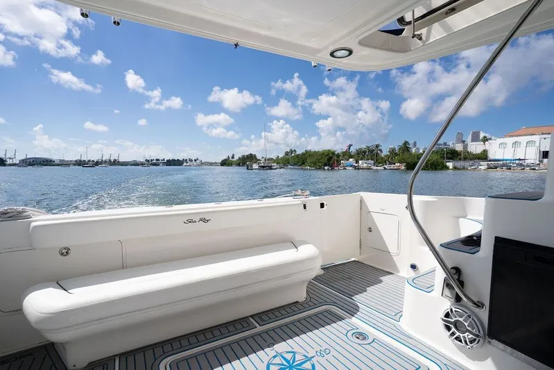 Lazy Days Yacht Photos Pics 2009 Sea Ray 44 Sedan Bridge yacht interior with scenic waterfront view.
