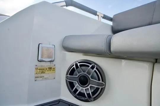  Yacht Photos Pics 2022 Brig Eagle 10 boat interior with speaker and seating detail.