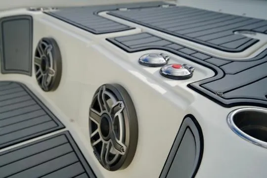  Yacht Photos Pics 2022 Brig Eagle 10 boat interior with speakers and control buttons.