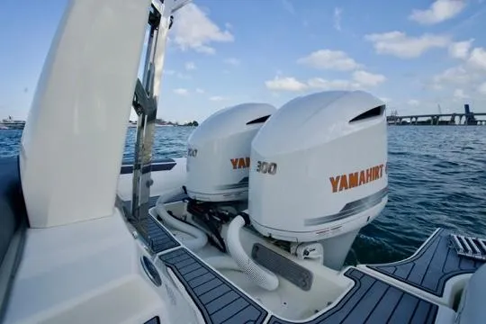  Yacht Photos Pics 2022 Brig Eagle 10 boat with dual Yamaha 300 engines on the water.