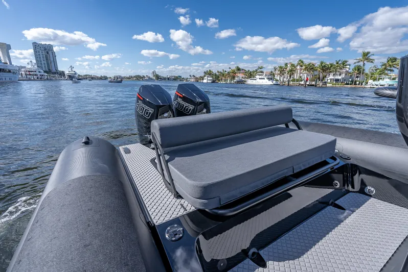  Yacht Photos Pics 2024 Goldfish X10 Scout boat with twin engines on a sunny day.