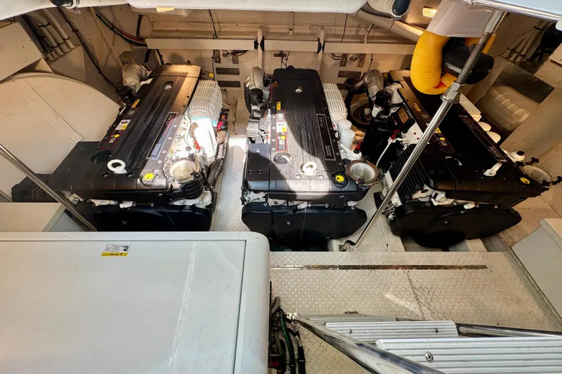  Yacht Photos Pics Engine room of 2012 Cruisers Yachts 540 Sports Coupe with three powerful engines.