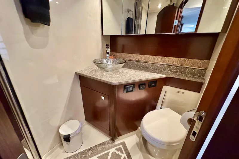  Yacht Photos Pics Luxurious bathroom in 2012 Cruisers Yachts 540 Sports Coupe with elegant fixtures.