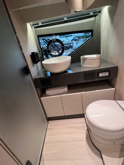  Yacht Photos Pics Modern bathroom in 2025 FIM 440 Regina yacht with sleek fixtures and contemporary design.