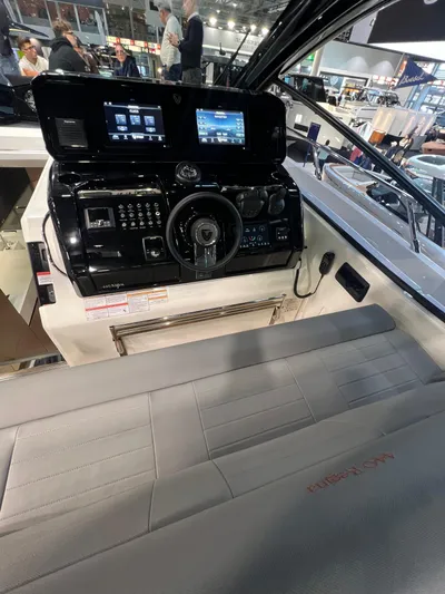  Yacht Photos Pics 2025 FIM 440 Regina boat cockpit with advanced navigation controls and sleek design.
