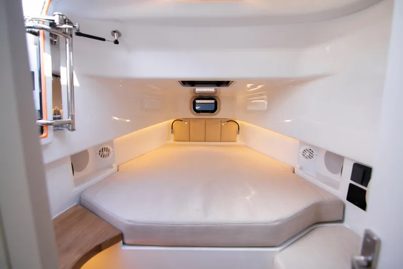 Rock Marine Rm 40 Yacht Photos Pics Luxurious interior cabin of 2026 Rock Marine RM 40 boat, featuring modern design and ambient lighting.