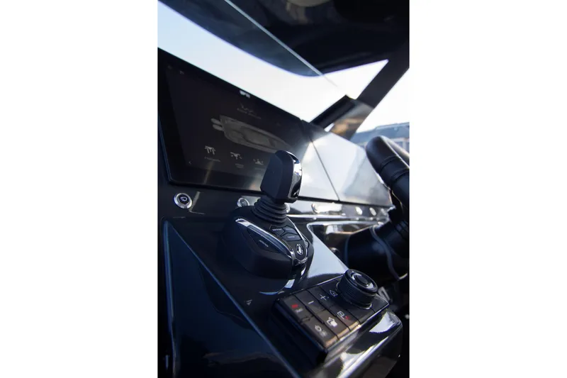 Rock Marine Rm 40 Yacht Photos Pics Control panel of 2026 Rock Marine RM 40 boat with joystick and touchscreen display.