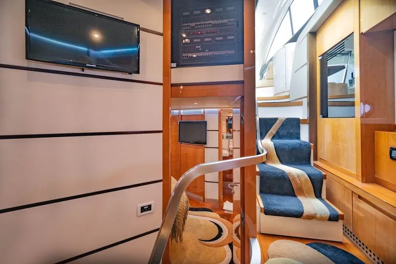 Chopin Yacht Photos Pics Luxurious interior of a 2007 Pershing 62' yacht with modern design and elegant furnishings.