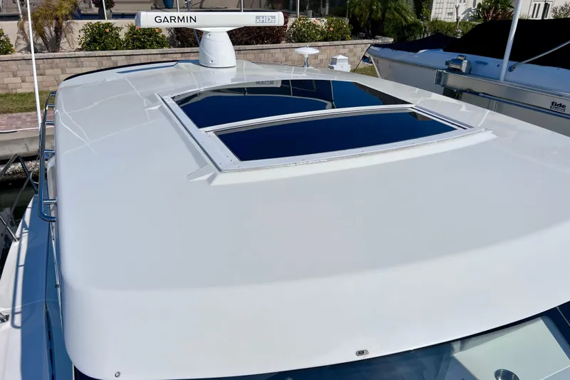  Yacht Photos Pics 2018 Cruisers Yachts 41 Cantius with Garmin radar and sunroof on deck.
