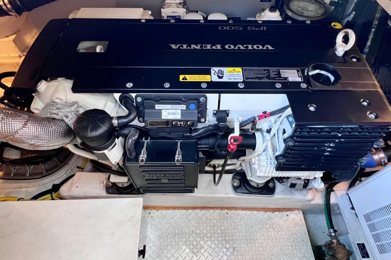  Yacht Photos Pics Volvo Penta engine in 2018 Cruisers Yachts 41 Cantius, showcasing marine engineering.