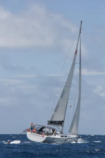 Avalon Sunset Yacht Photos Pics 2016 Hanse 505 sailboat navigating open sea under clear skies.