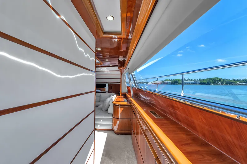 Sinpatico Yacht Photos Pics Luxurious interior of 2002 Ferretti Yachts Custom Line 94 with ocean view.