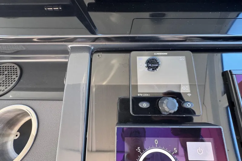 Millennium Falcon Yacht Photos Pics Control panel of 2023 Formula 400 Super Sport Crossover boat, featuring Lumishore display.