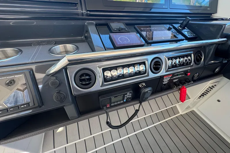 Millennium Falcon Yacht Photos Pics 2023 Formula 400 Super Sport Crossover dashboard with advanced controls and navigation systems.