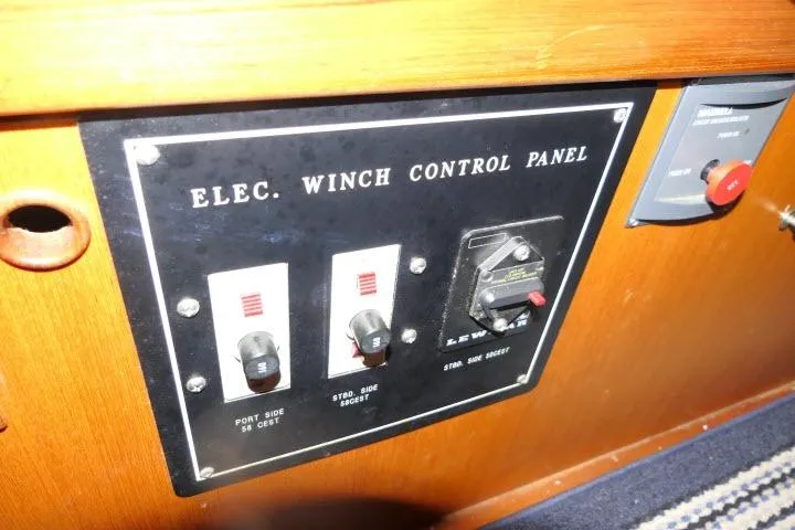 Sun Bird Yacht Photos Pics Electric winch control panel on 2002 Tayana 460 Vancouver Pilothouse yacht.