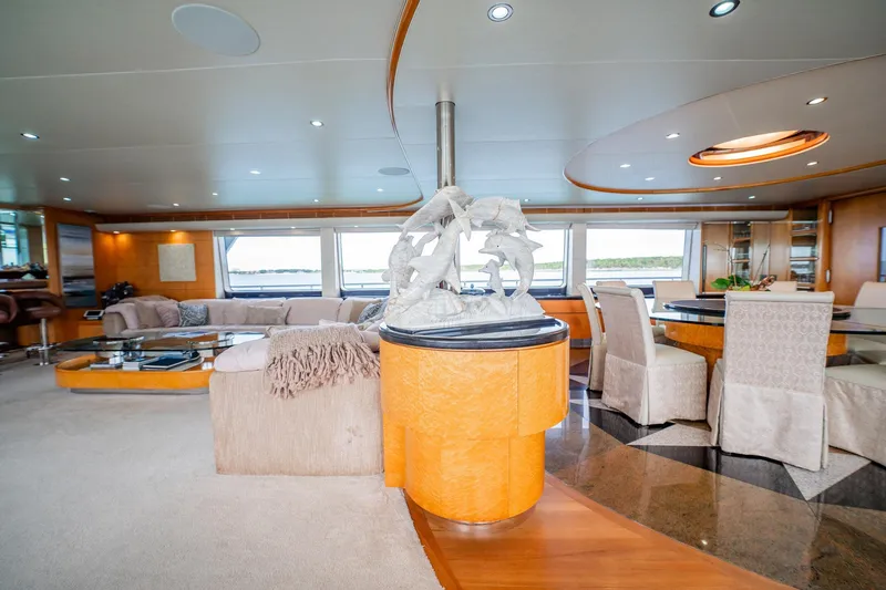 Island Heiress Yacht Photos Pics Luxurious interior of 1996 Cheoy Lee 145 Global Series yacht with elegant furnishings and decor.