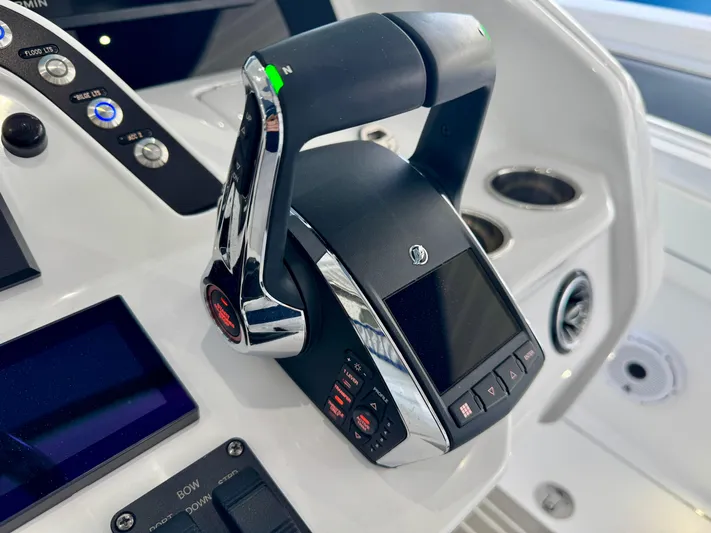  Yacht Photos Pics Control panel of 2025 Intrepid 41 Panacea boat with modern navigation features.