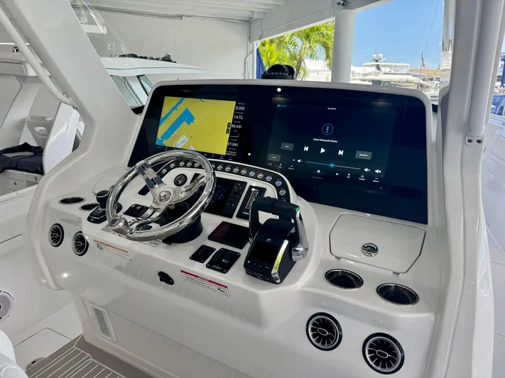  Yacht Photos Pics Intrepid 41 Panacea 2025 helm with advanced navigation and control systems.