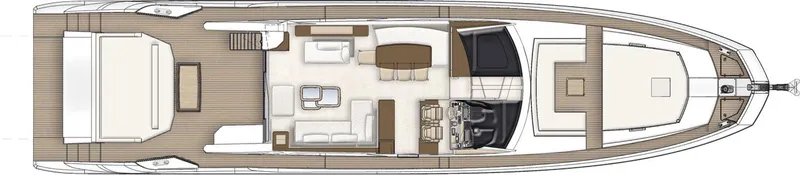Elisa II Yacht Photos Pics Floor plan of a 2018 Azimut 77 S yacht, showcasing interior layout and deck design.