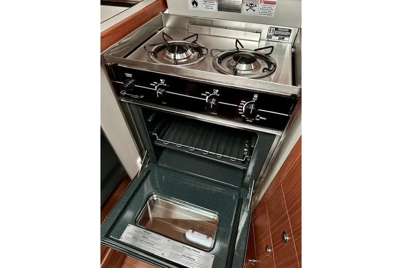 Yacht Photos Pics Stainless steel stove and oven in 2015 Catalina 315 yacht kitchen.