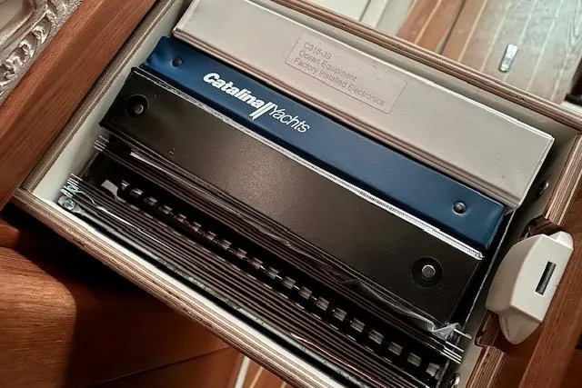  Yacht Photos Pics Drawer containing Catalina Yachts manuals and documents for a 2015 Catalina 315 model.