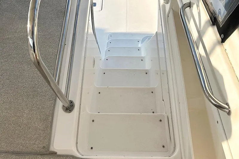  Yacht Photos Pics Staircase on 2002 Silverton 42 Convertible yacht with stainless steel handrails.