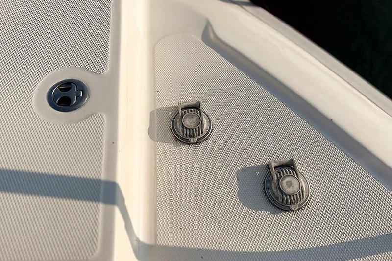  Yacht Photos Pics Close-up of deck fittings on a 2002 Silverton 42 Convertible boat.