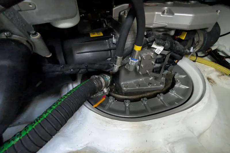 Seakeeper Gyro Yacht Photos Pics Engine compartment of 2022 Fairline Targa 45 GT yacht, showcasing mechanical components.