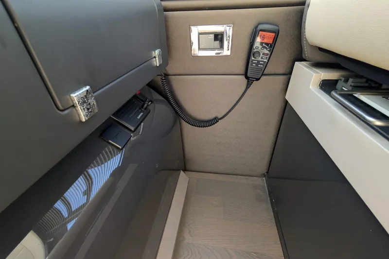 Seakeeper Gyro Yacht Photos Pics Interior of 2022 Fairline Targa 45 GT yacht with communication equipment.