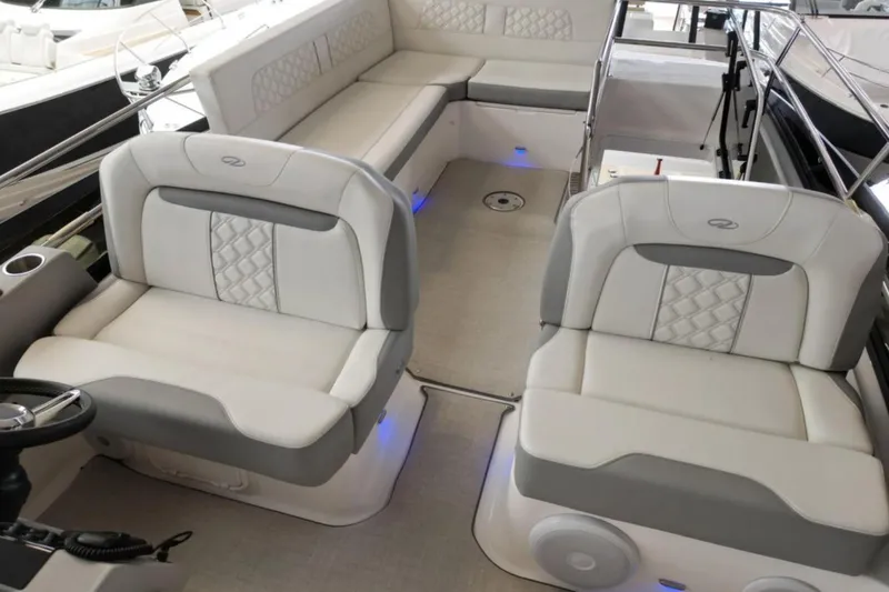  Yacht Photos Pics 2023 Regal 42 Fly yacht interior with luxurious seating and modern design.