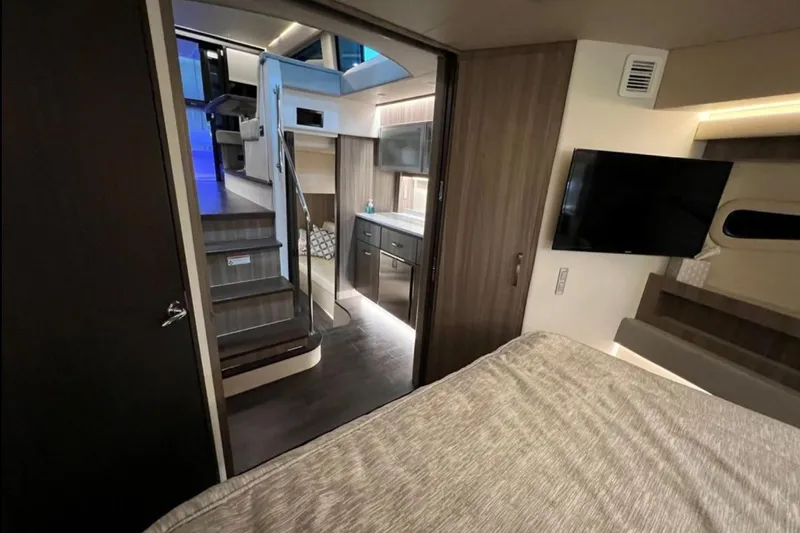  Yacht Photos Pics Luxurious interior of 2023 Regal 42 Fly yacht with modern amenities and elegant design.