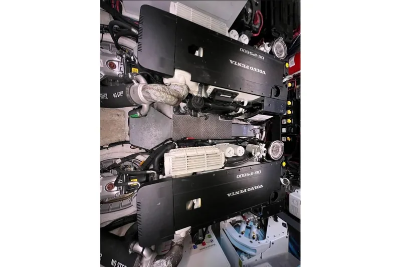  Yacht Photos Pics Engine room of 2023 Regal 42 Fly yacht with Volvo Penta engines.